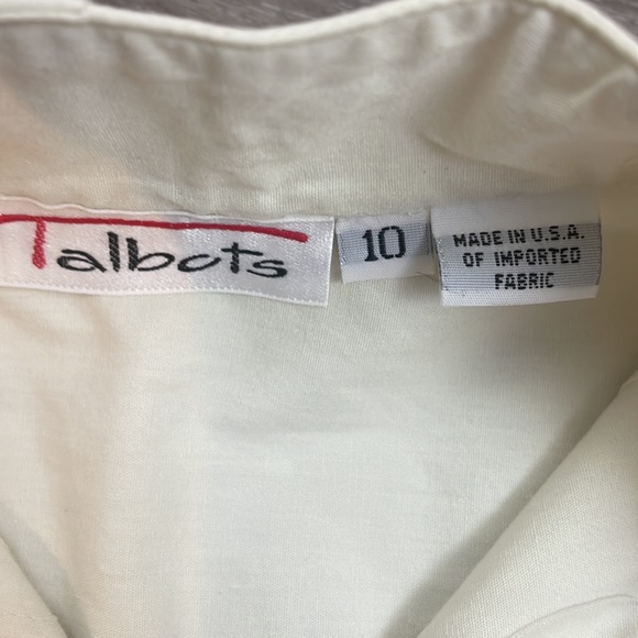Talbots Cream Cotton Pleat Front Low Collar Size 10 - Picture 6 of 13